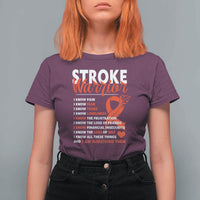 Stroke Warrior T Shirt For Women I know Pain Fear Feather Red Ribbon