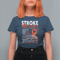Stroke Warrior T Shirt For Women I know Pain Fear Feather Red Ribbon