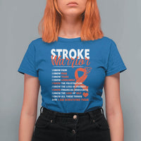 Stroke Warrior T Shirt For Women I know Pain Fear Feather Red Ribbon