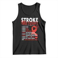 Stroke Warrior Tank Top I know Pain Fear Feather Red Ribbon