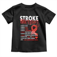 Stroke Warrior Toddler T Shirt I know Pain Fear Feather Red Ribbon
