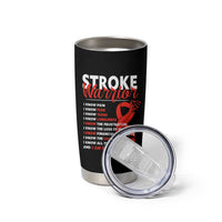 Stroke Warrior Tumbler Cup I know Pain Fear Feather Red Ribbon