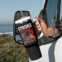 Stroke Warrior Tumbler With Handle I know Pain Fear Feather Red Ribbon