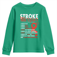 Stroke Warrior Youth Sweatshirt I know Pain Fear Feather Red Ribbon