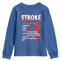 Stroke Warrior Youth Sweatshirt I know Pain Fear Feather Red Ribbon