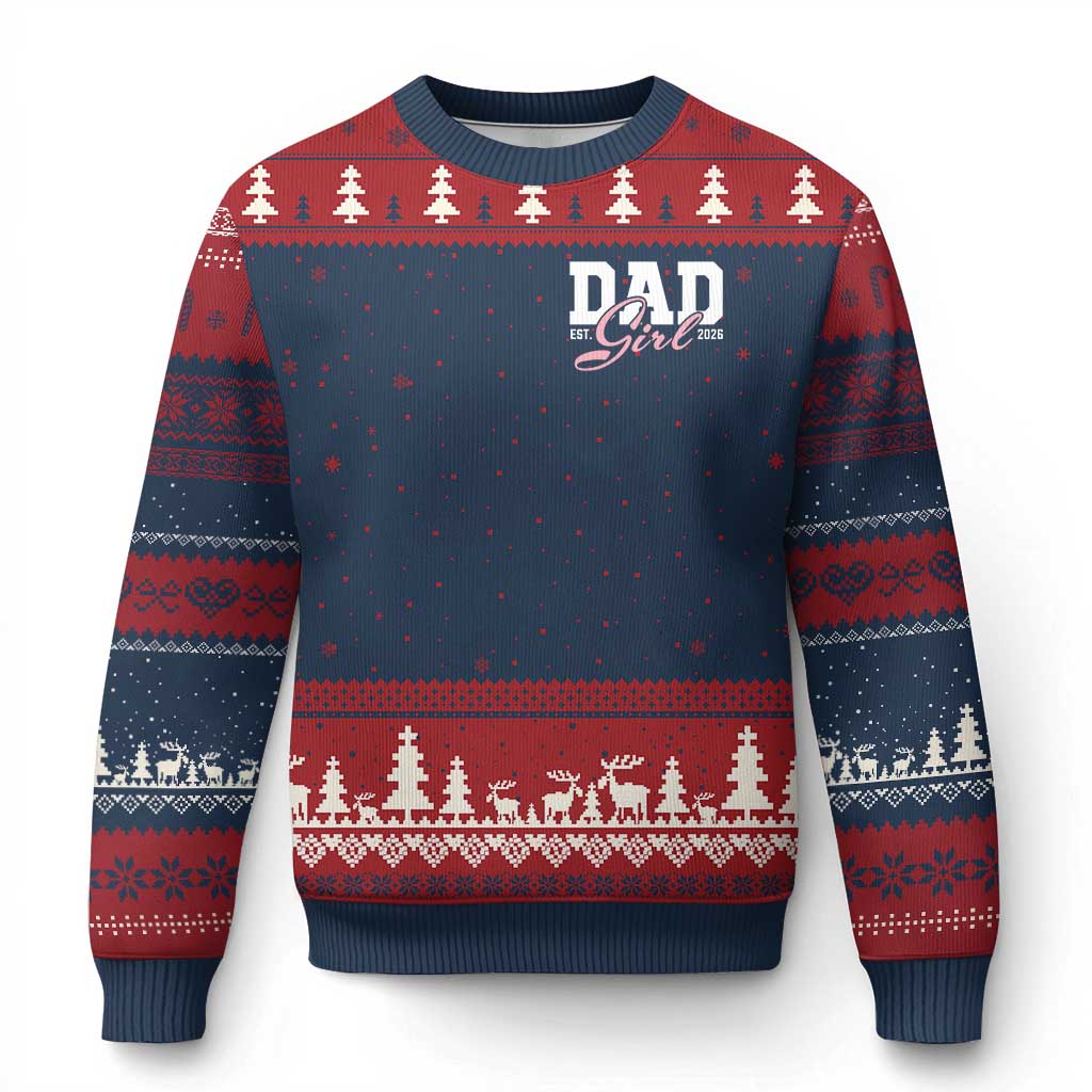Dad Girl 2026 Ugly Christmas Sweater Soon to Be Daddy of Baby Girl
