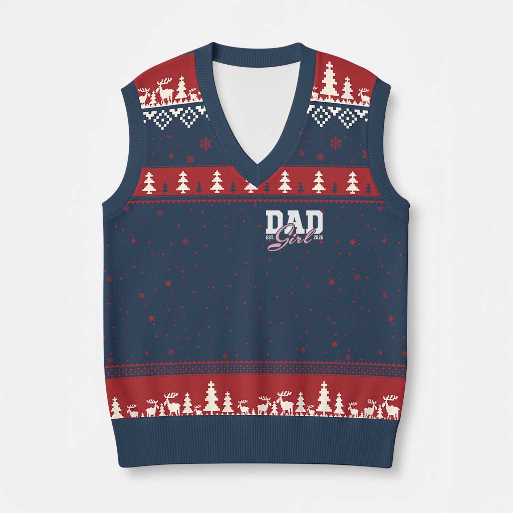 Dad Girl 2026 V-Neck Knit Sweater Vest Soon to Be Daddy of Baby Girl