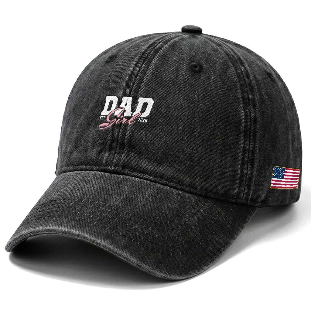 Dad Girl 2026 Washed Cotton Baseball Cap Soon to Be Daddy of Baby Girl