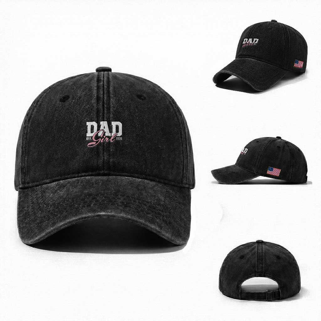 Dad Girl 2026 Washed Cotton Baseball Cap Soon to Be Daddy of Baby Girl