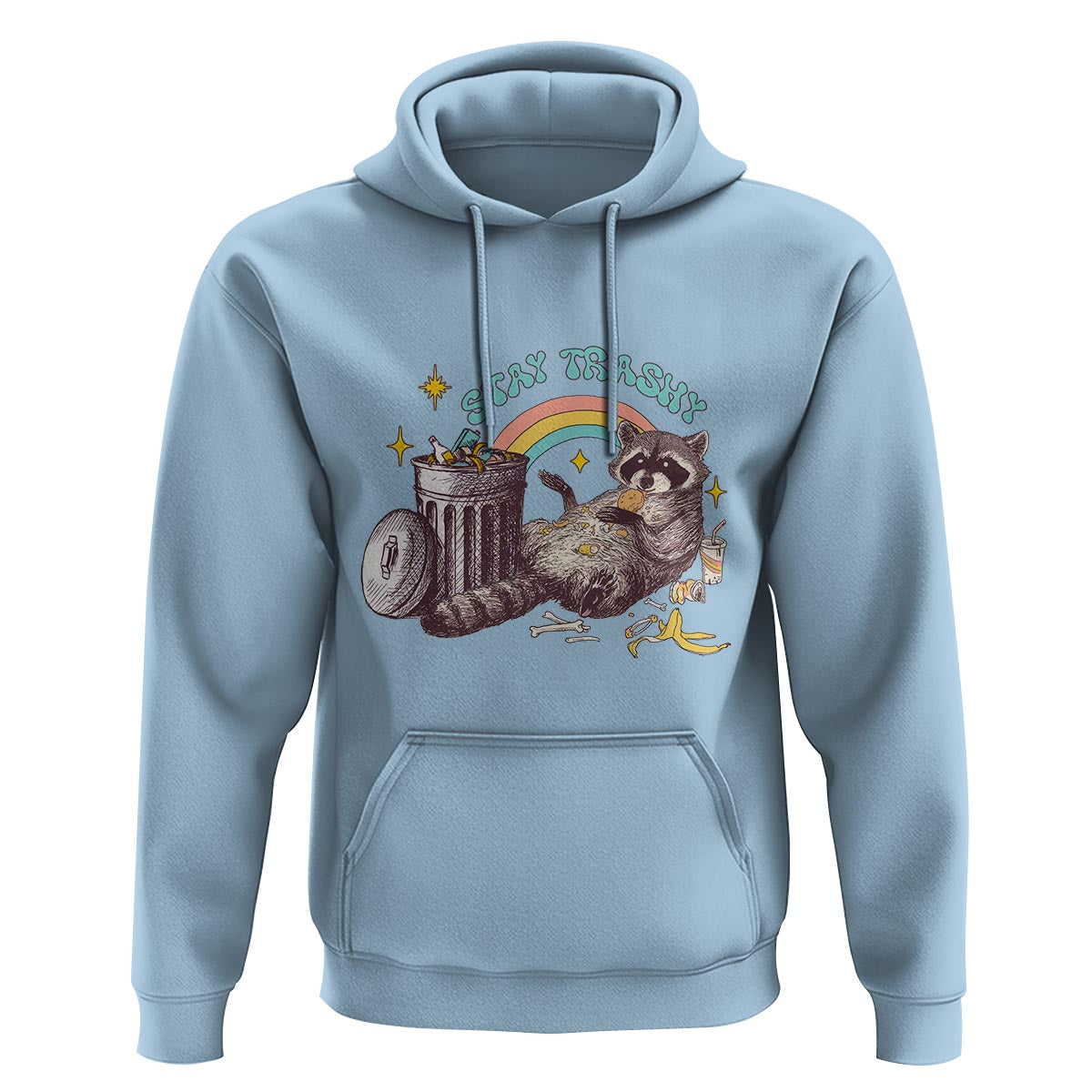 Funny Raccoon Hoodie Stay Trashy Rainbow Bin Cute Trash Panda - Wonder Print Shop