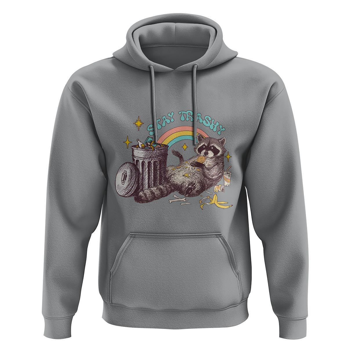 Funny Raccoon Hoodie Stay Trashy Rainbow Bin Cute Trash Panda - Wonder Print Shop
