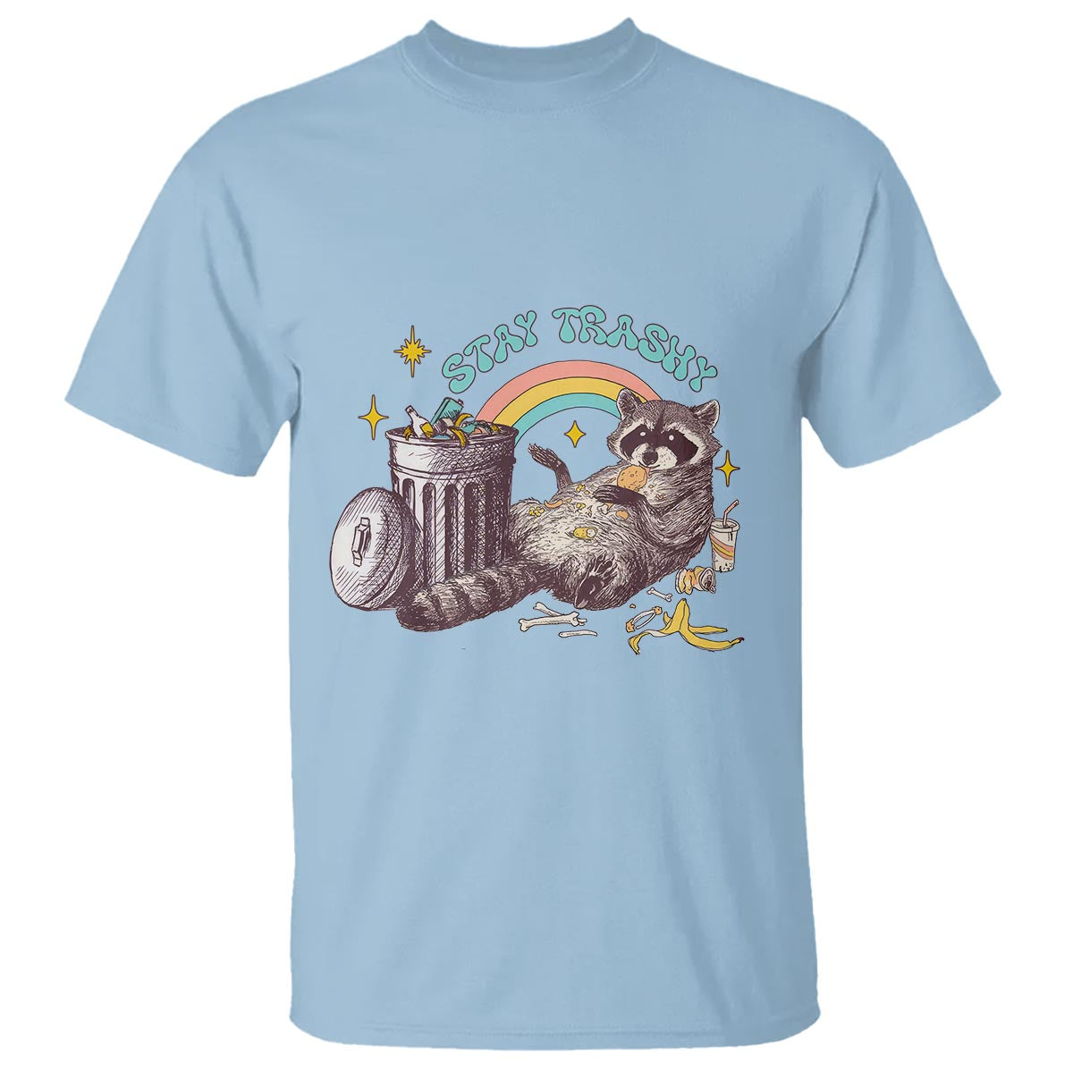 Funny Raccoon T Shirt Stay Trashy Rainbow Bin Cute Trash Panda - Wonder Print Shop