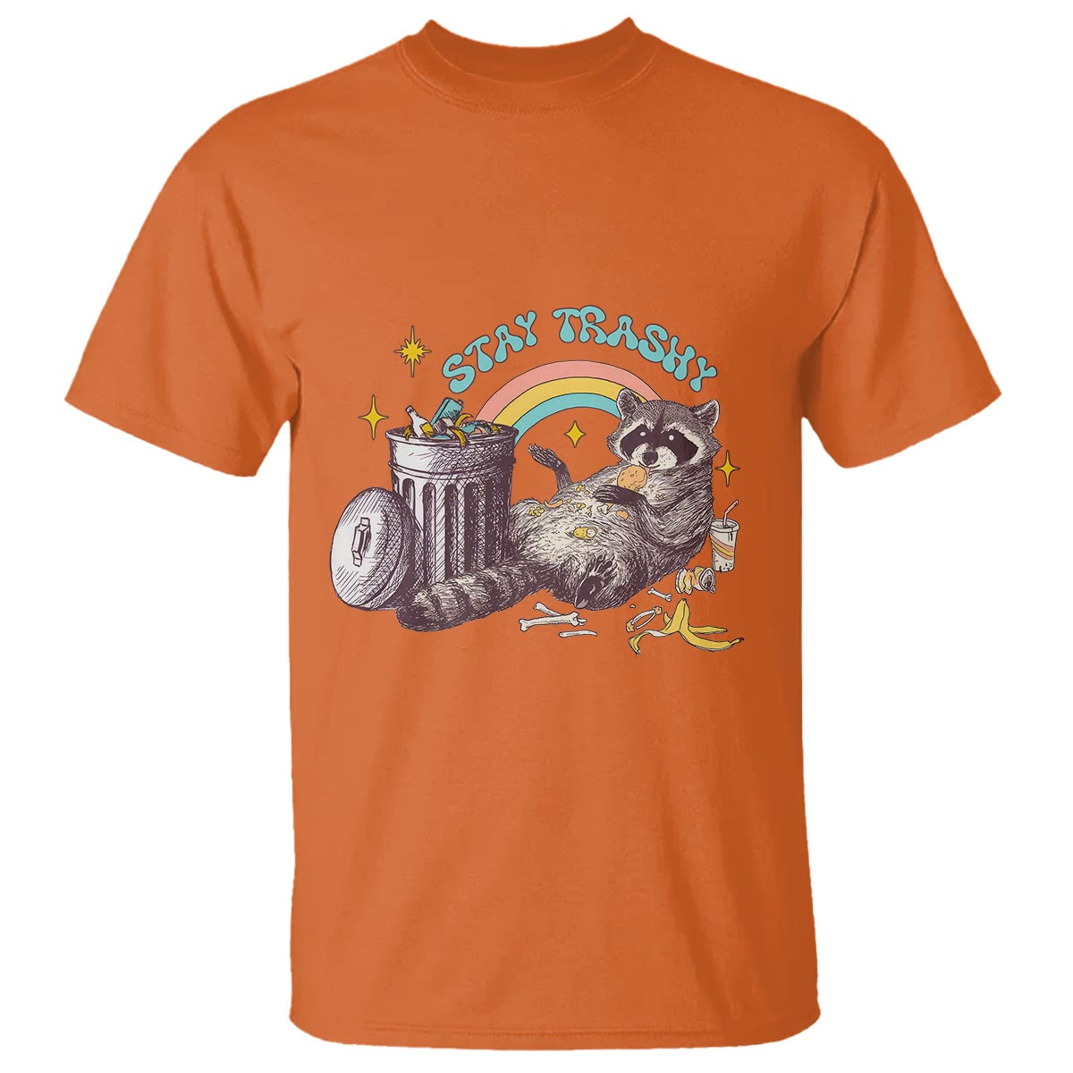 Funny Raccoon T Shirt Stay Trashy Rainbow Bin Cute Trash Panda - Wonder Print Shop