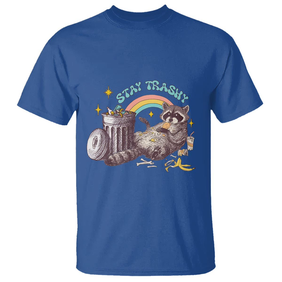 Funny Raccoon T Shirt Stay Trashy Rainbow Bin Cute Trash Panda - Wonder Print Shop