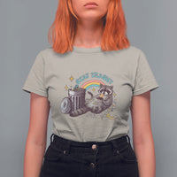 Funny Raccoon T Shirt For Women Stay Trashy Rainbow Bin Cute Trash Panda - Wonder Print Shop