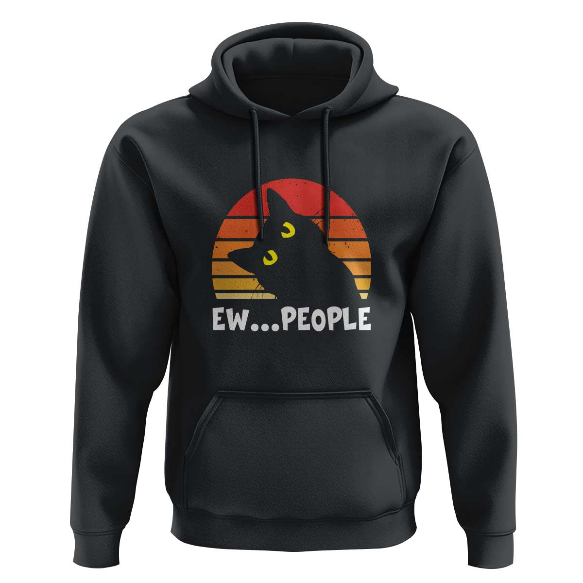 Funny Black Cat Hoodie Eww People Vintage Retro Kitten - Wonder Print Shop