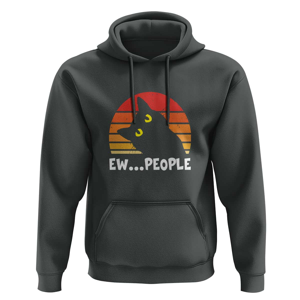 Funny Black Cat Hoodie Eww People Vintage Retro Kitten - Wonder Print Shop
