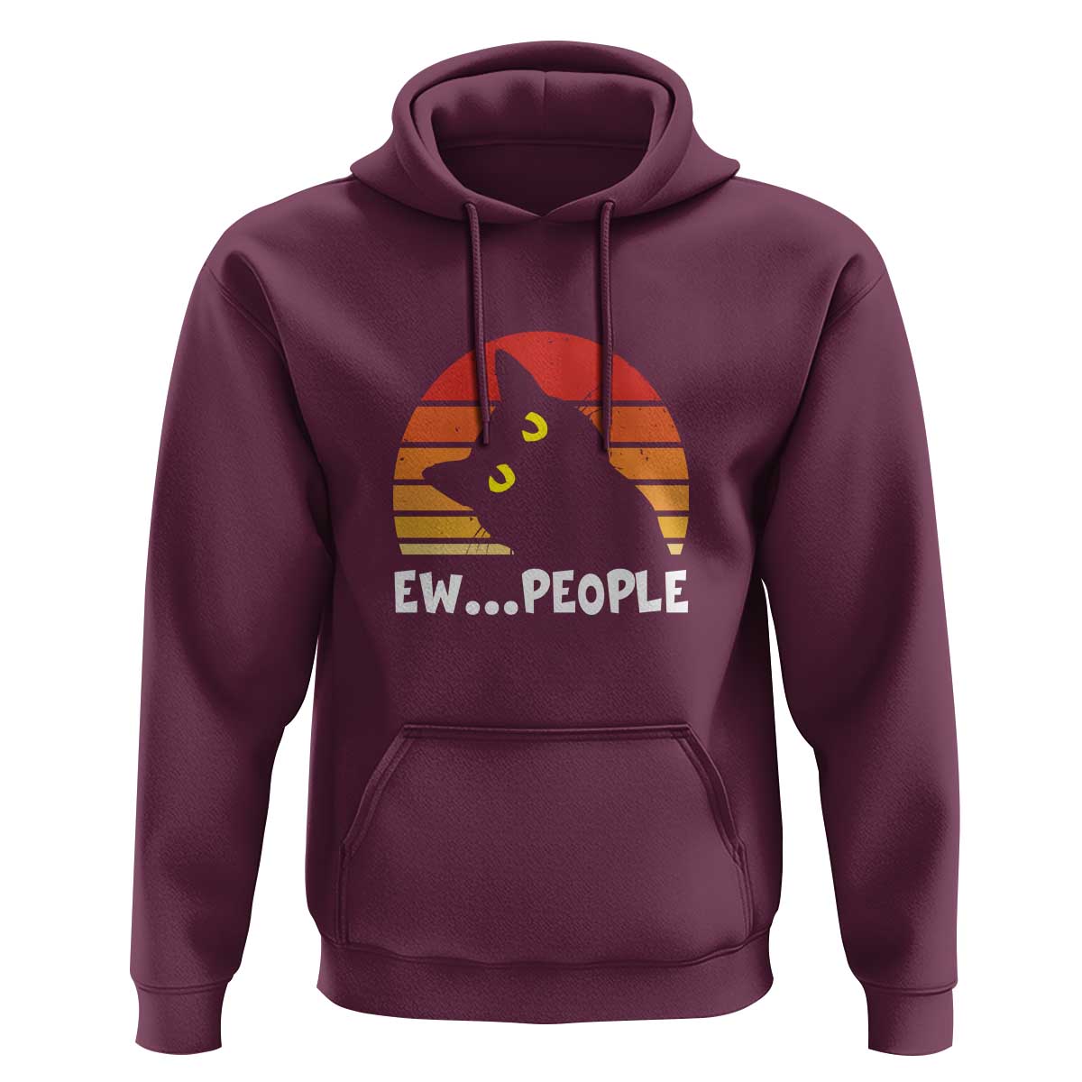 Funny Black Cat Hoodie Eww People Vintage Retro Kitten - Wonder Print Shop