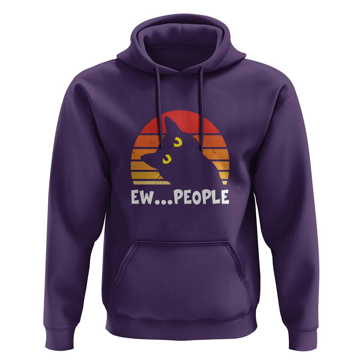 Funny Black Cat Hoodie Eww People Vintage Retro Kitten - Wonder Print Shop