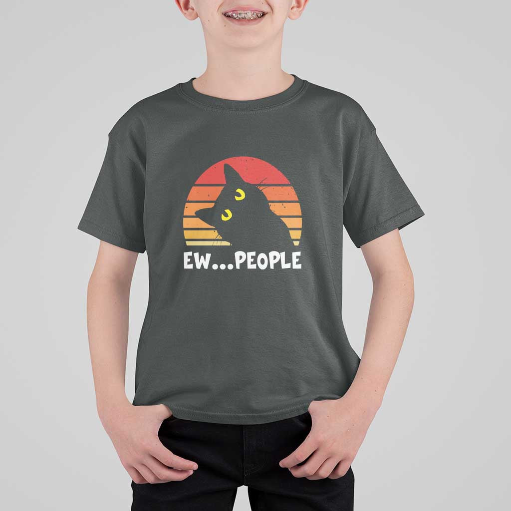Funny Black Cat T Shirt For Kid Eww People Vintage Retro Kitten - Wonder Print Shop