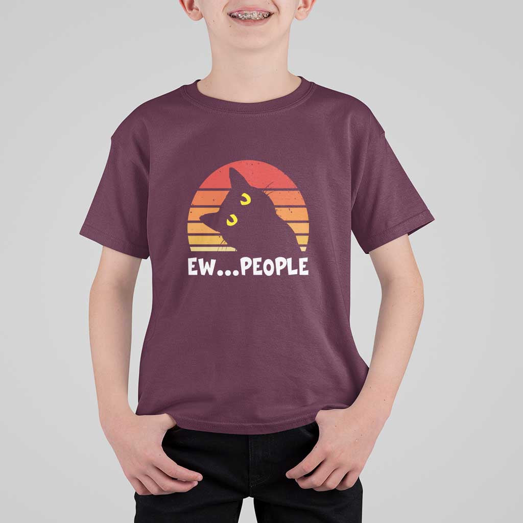 Funny Black Cat T Shirt For Kid Eww People Vintage Retro Kitten - Wonder Print Shop