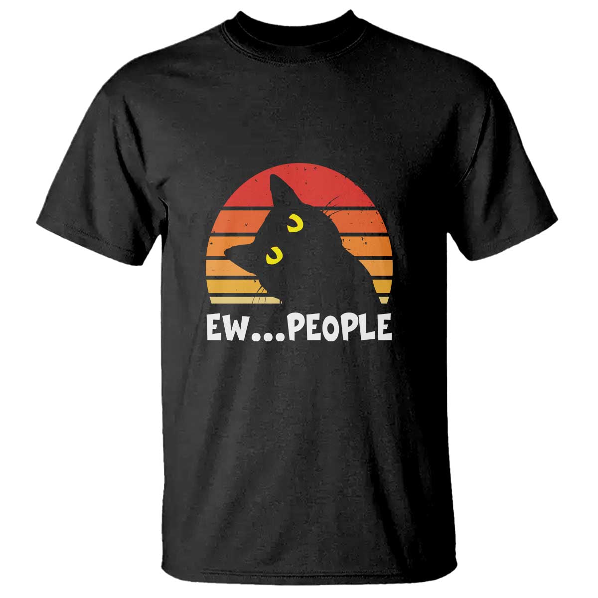 Funny Black Cat T Shirt Eww People Vintage Retro Kitten - Wonder Print Shop