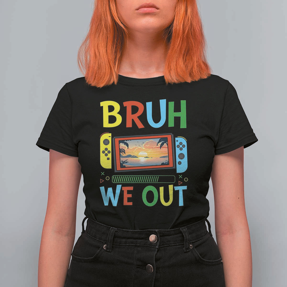 Summer Vacation T Shirt For Women Bruh We Out Game Console Happy Last Day Of School - Wonder Print Shop