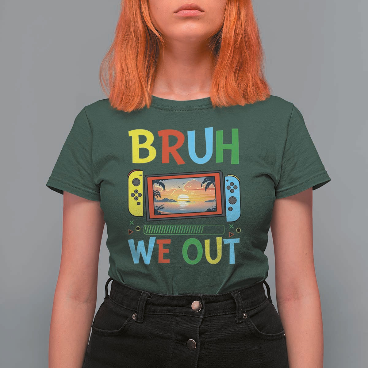 Summer Vacation T Shirt For Women Bruh We Out Game Console Happy Last Day Of School - Wonder Print Shop