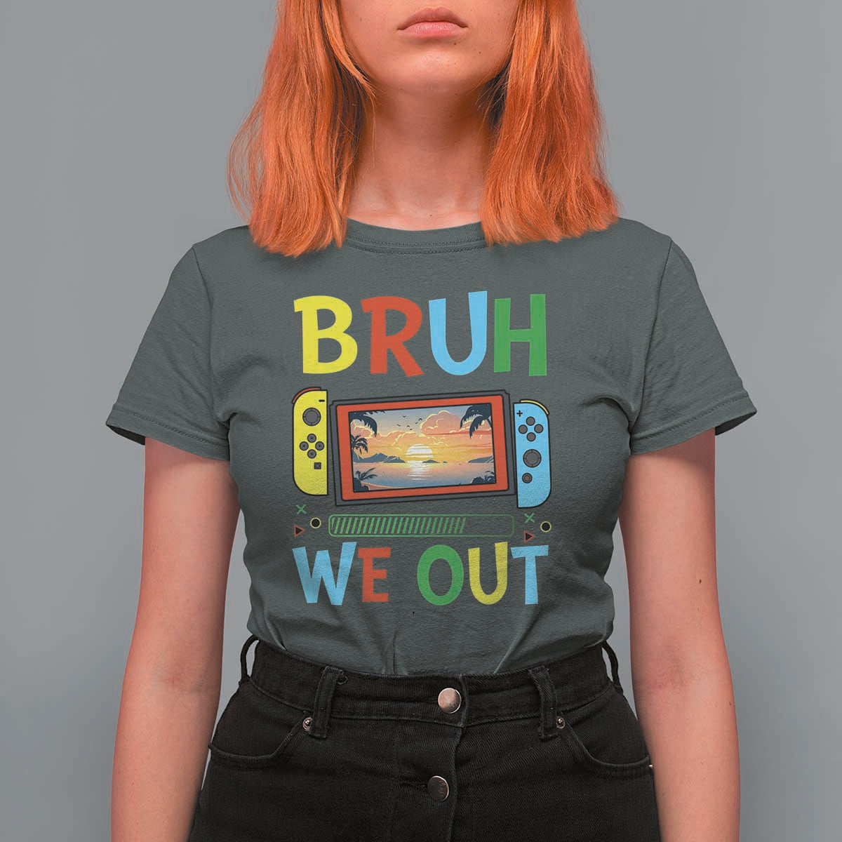 Summer Vacation T Shirt For Women Bruh We Out Game Console Happy Last Day Of School - Wonder Print Shop