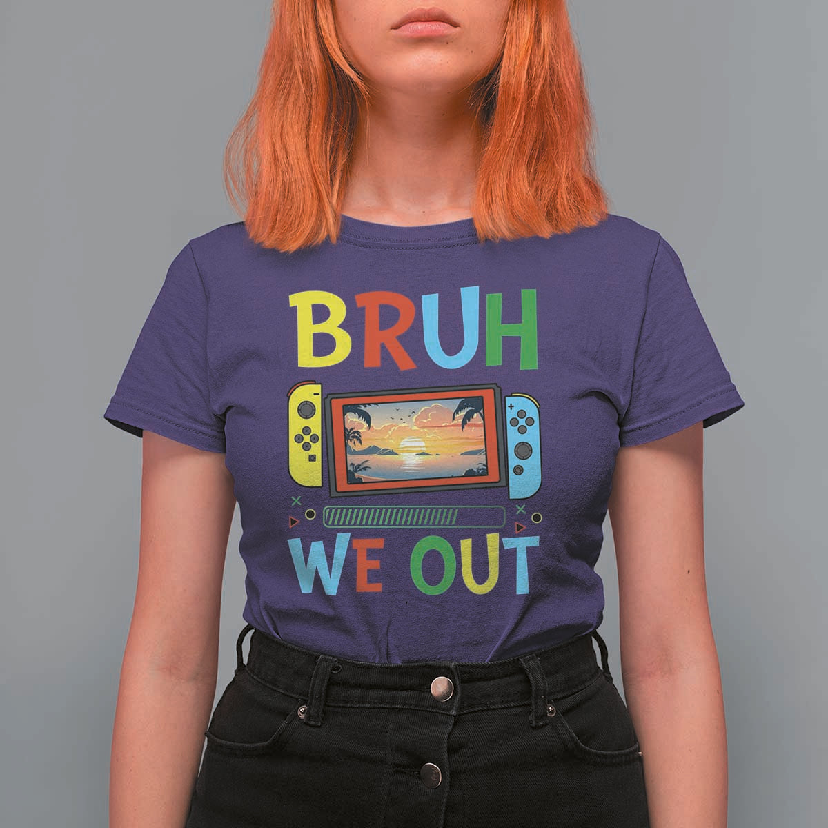 Summer Vacation T Shirt For Women Bruh We Out Game Console Happy Last Day Of School - Wonder Print Shop