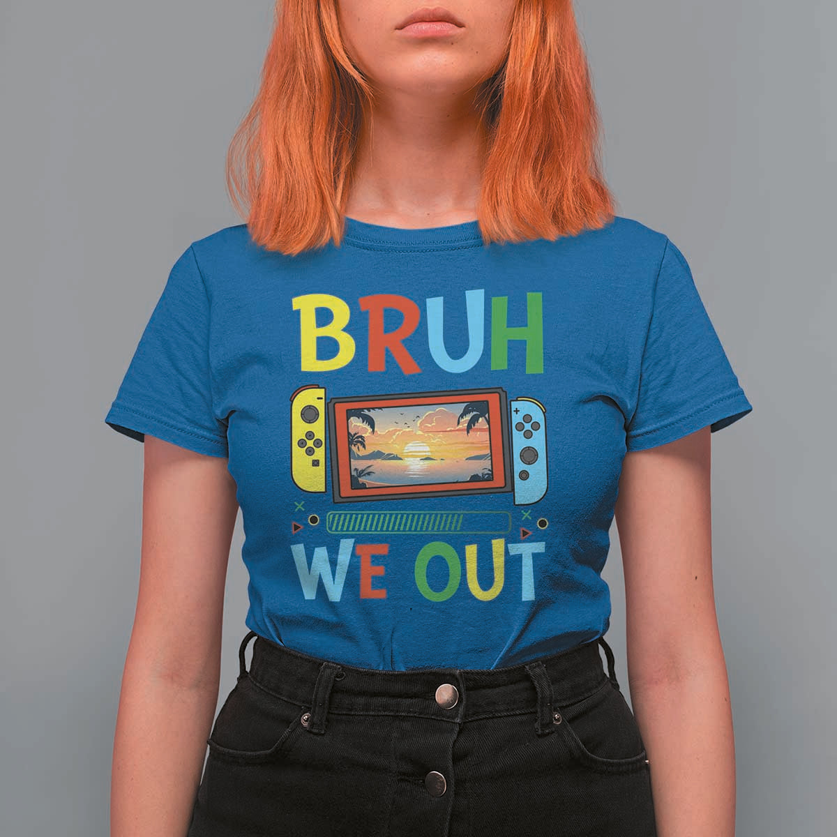Summer Vacation T Shirt For Women Bruh We Out Game Console Happy Last Day Of School - Wonder Print Shop