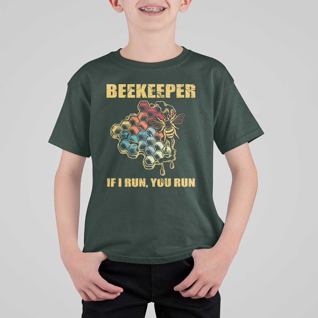 Funny Beekeeper T Shirt For Kid If I Run You Run Honey Bee Guy Apiarist - Wonder Print Shop