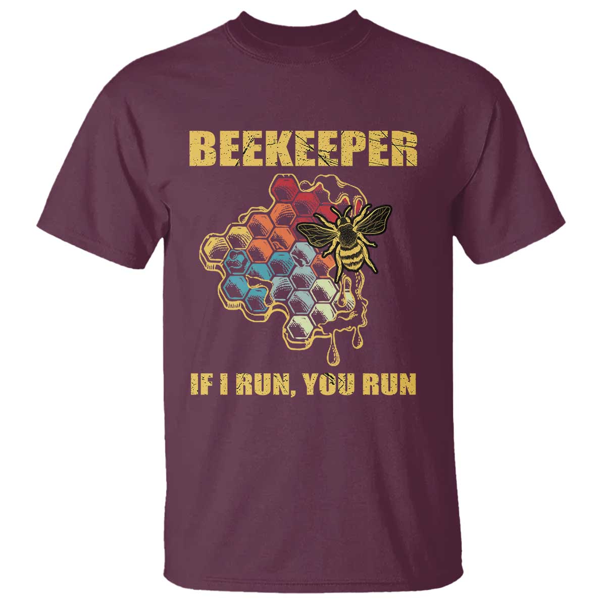Funny Beekeeper T Shirt If I Run You Run Honey Bee Guy Apiarist - Wonder Print Shop