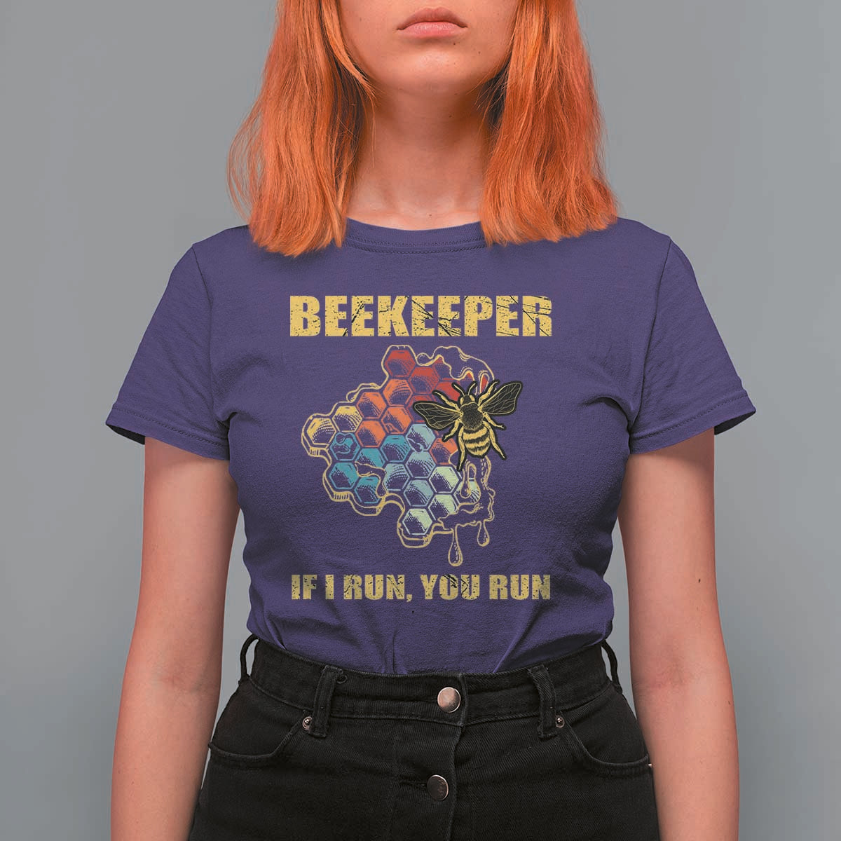 Funny Beekeeper T Shirt For Women If I Run You Run Honey Bee Guy Apiarist - Wonder Print Shop