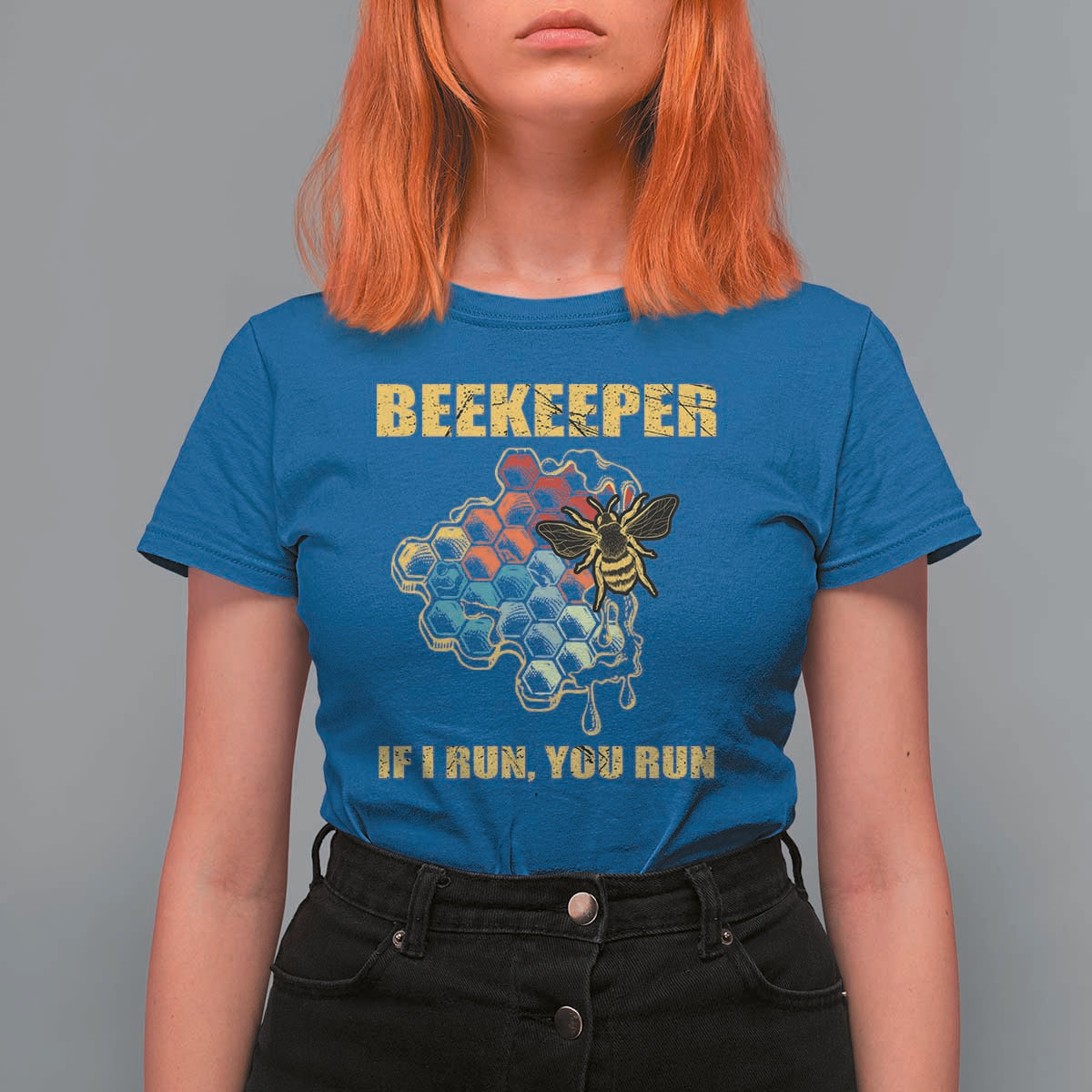 Funny Beekeeper T Shirt For Women If I Run You Run Honey Bee Guy Apiarist - Wonder Print Shop