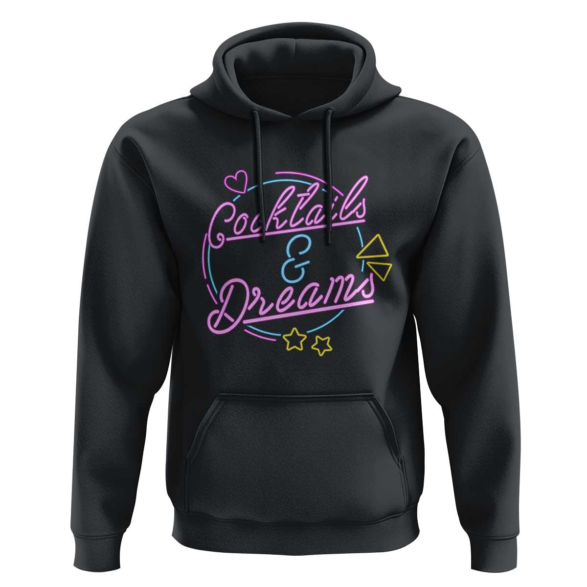 80s Vintage Style Hoodie Cocktails And Dreams Neon Sign Summer Vibe - Wonder Print Shop