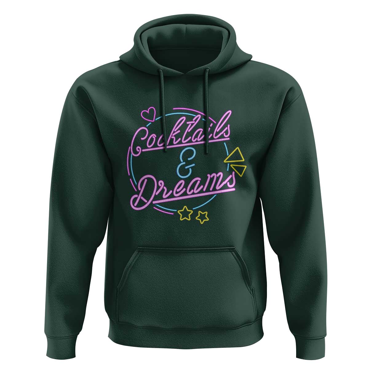 80s Vintage Style Hoodie Cocktails And Dreams Neon Sign Summer Vibe - Wonder Print Shop
