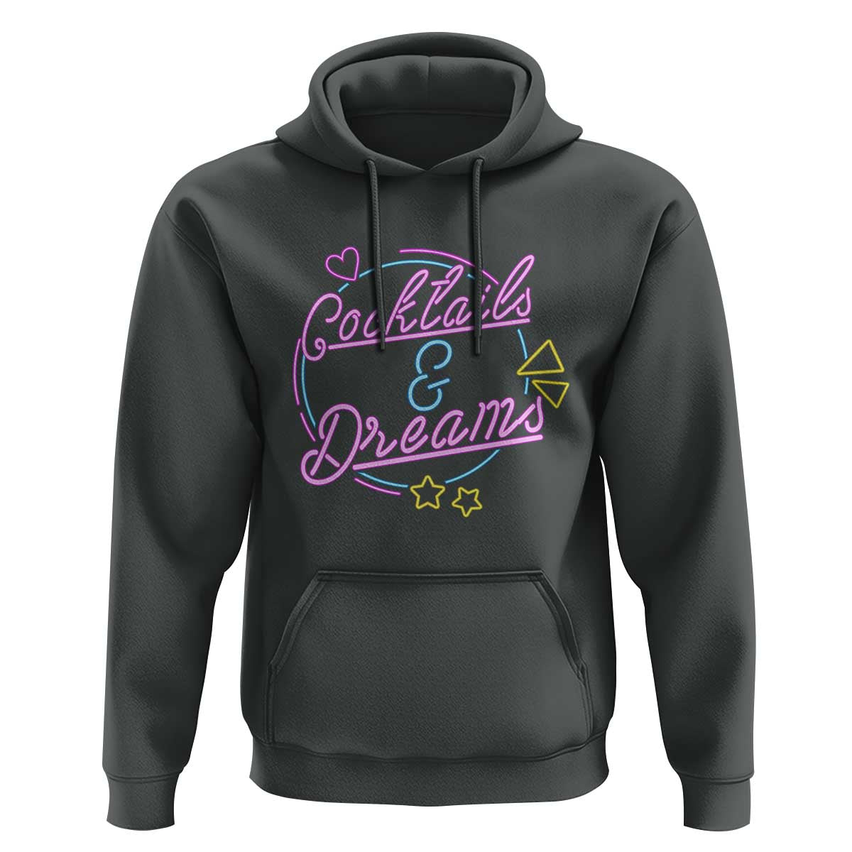 80s Vintage Style Hoodie Cocktails And Dreams Neon Sign Summer Vibe - Wonder Print Shop