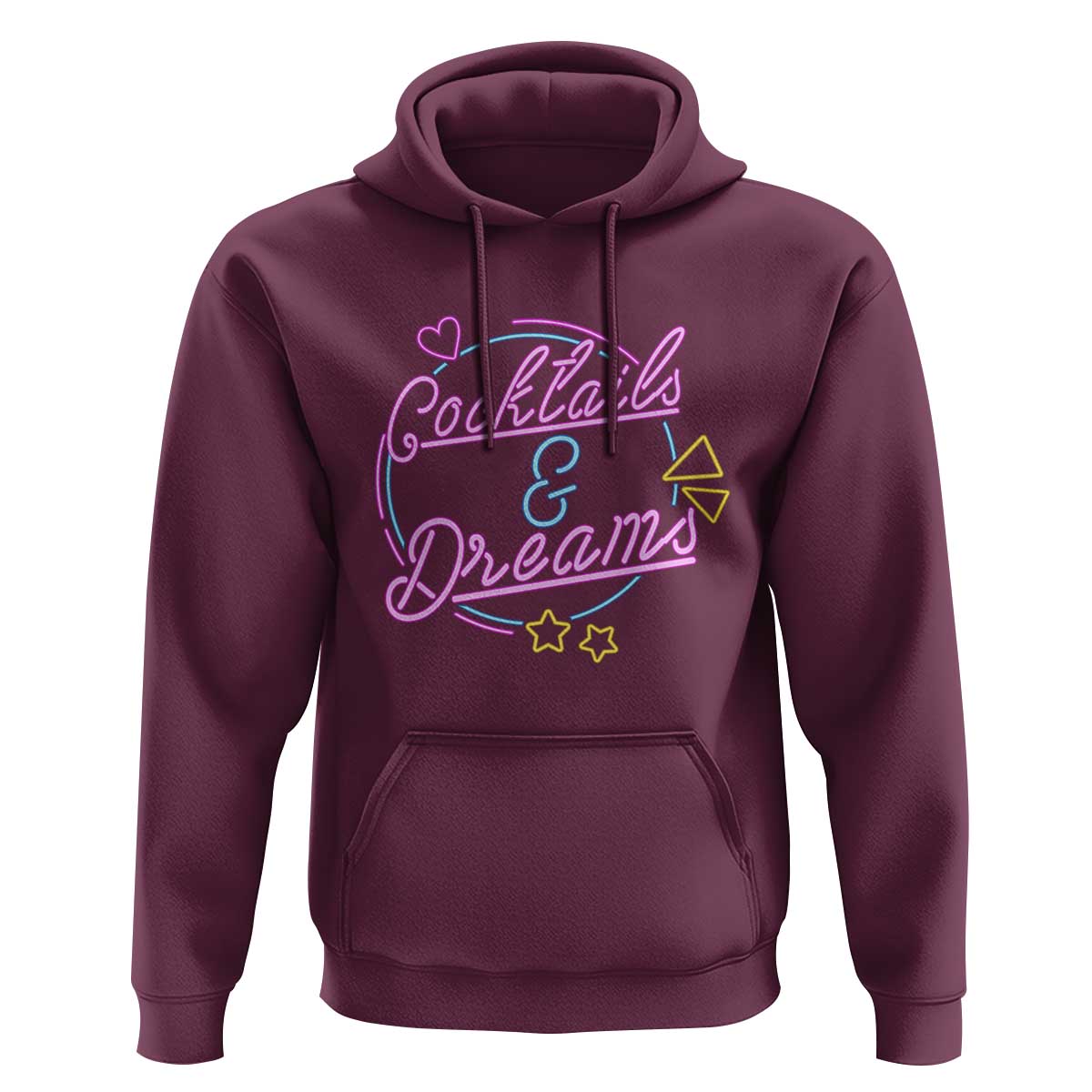 80s Vintage Style Hoodie Cocktails And Dreams Neon Sign Summer Vibe - Wonder Print Shop