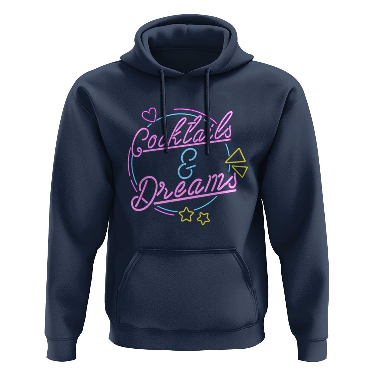 80s Vintage Style Hoodie Cocktails And Dreams Neon Sign Summer Vibe - Wonder Print Shop