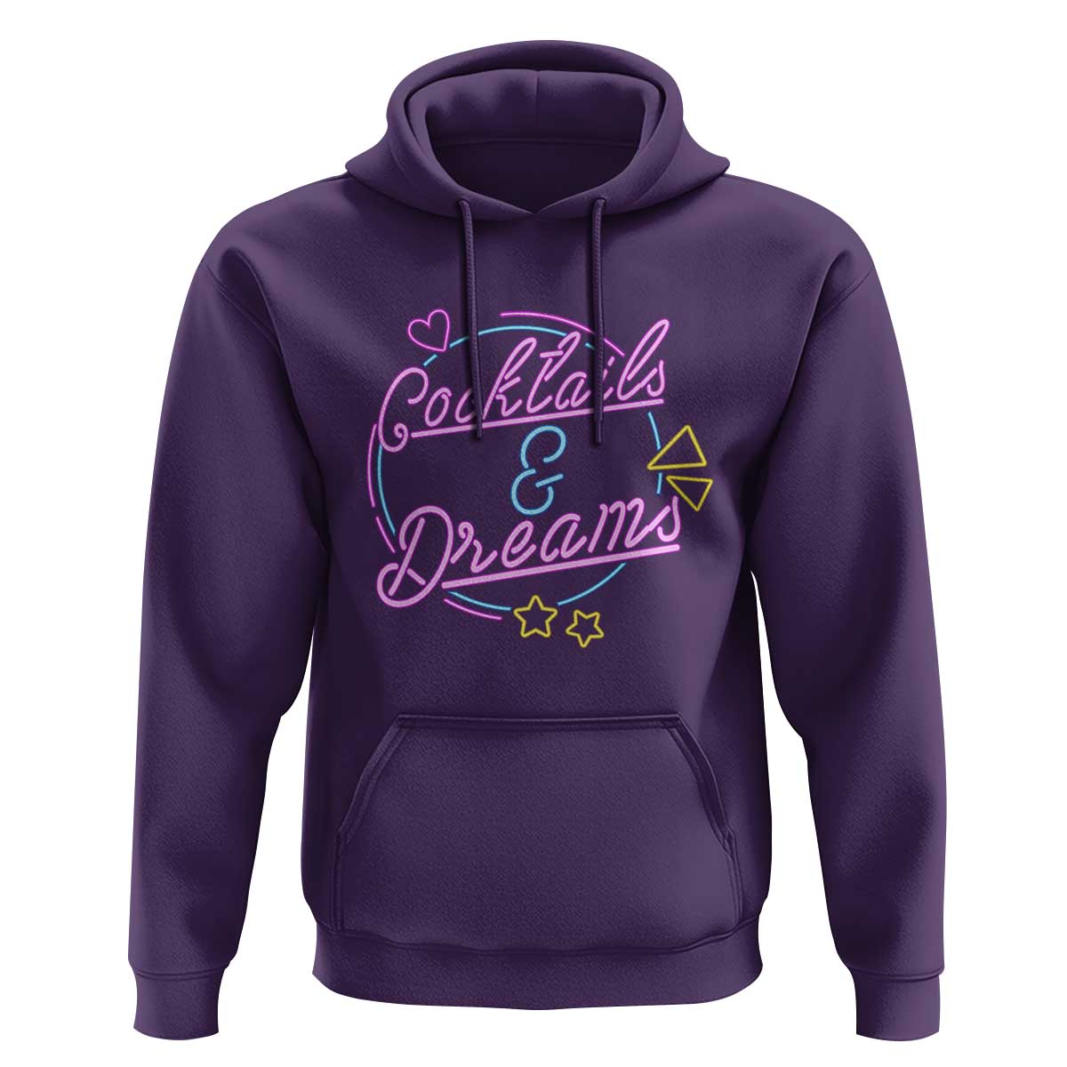 80s Vintage Style Hoodie Cocktails And Dreams Neon Sign Summer Vibe - Wonder Print Shop