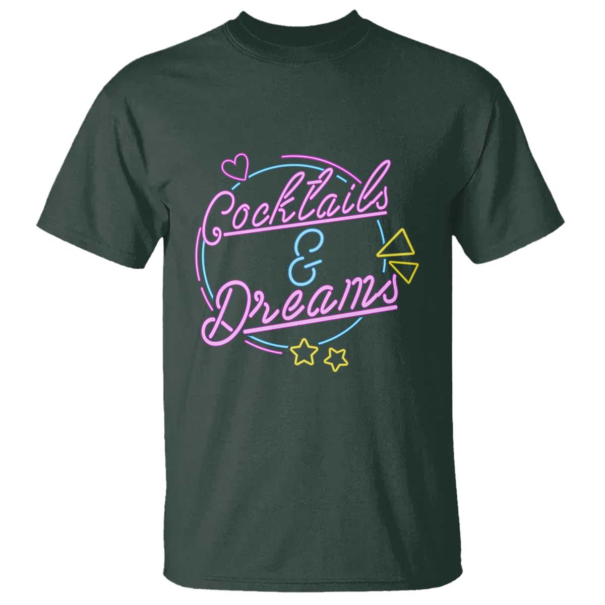 80s Vintage Style T Shirt Cocktails And Dreams Neon Sign Summer Vibe - Wonder Print Shop