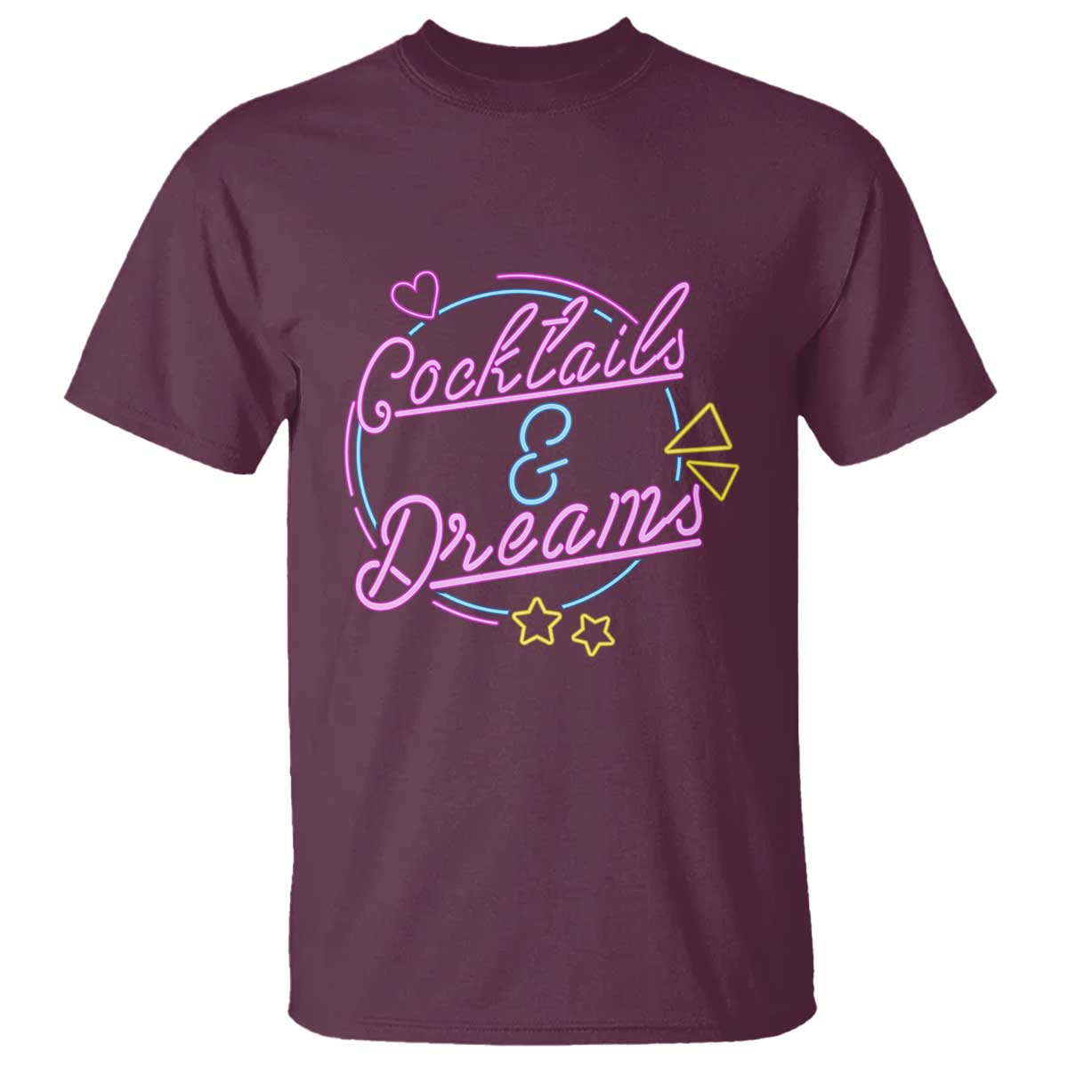 80s Vintage Style T Shirt Cocktails And Dreams Neon Sign Summer Vibe - Wonder Print Shop