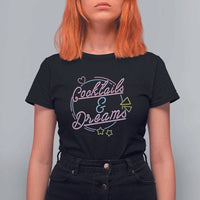 80s Vintage Style T Shirt For Women Cocktails And Dreams Neon Sign Summer Vibe - Wonder Print Shop