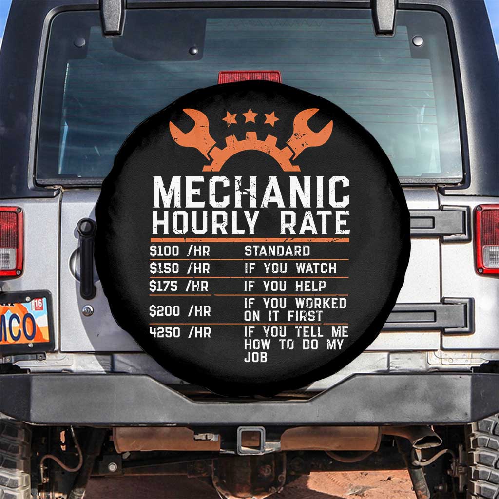 Funny Mechanic Hourly Rate Auto Car Mechanic Labor Rates Spare Tire Cover - Wonder Print Shop