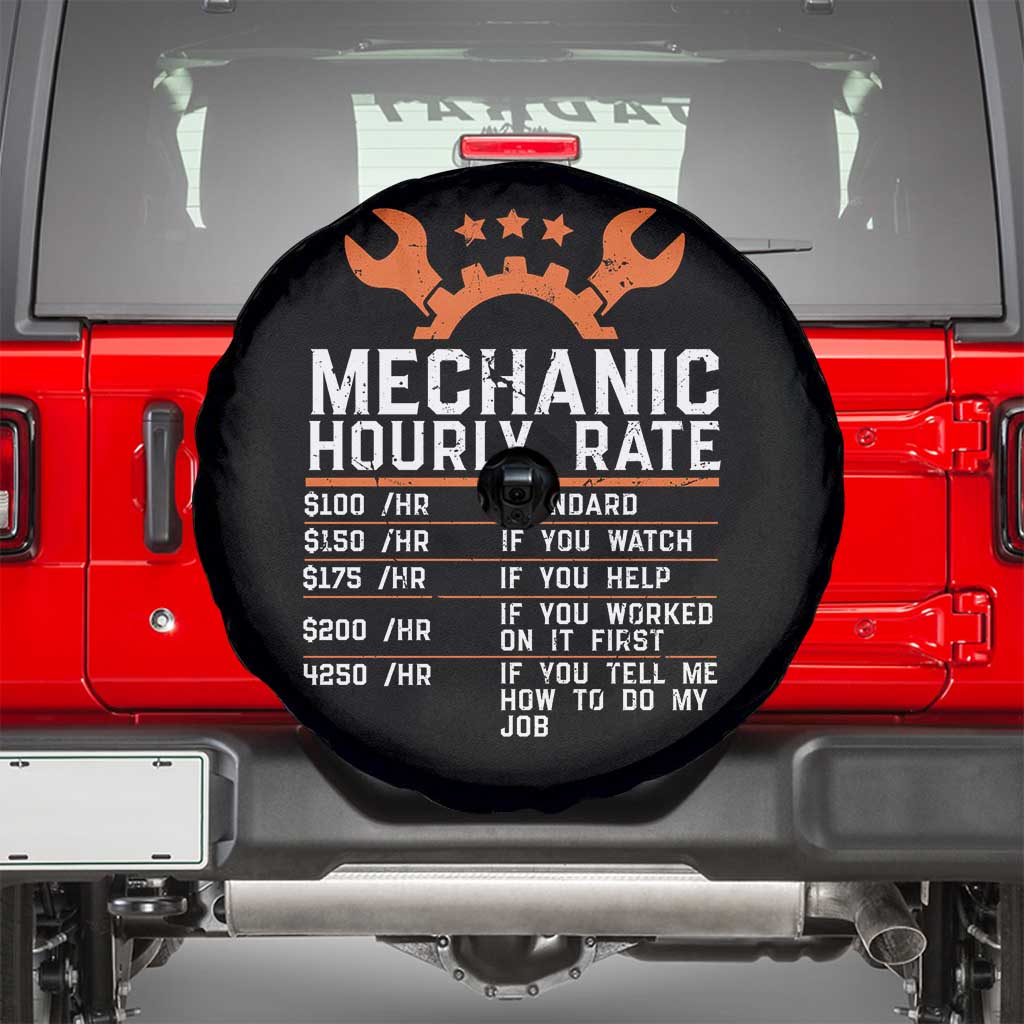 Funny Mechanic Hourly Rate Auto Car Mechanic Labor Rates Spare Tire Cover - Wonder Print Shop