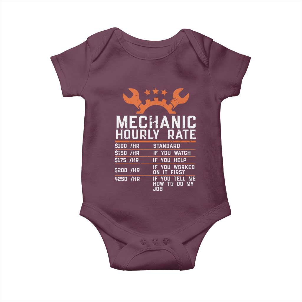 Funny Mechanic Hourly Rate Auto Car Mechanic Labor Rates Baby Onesie - Wonder Print Shop