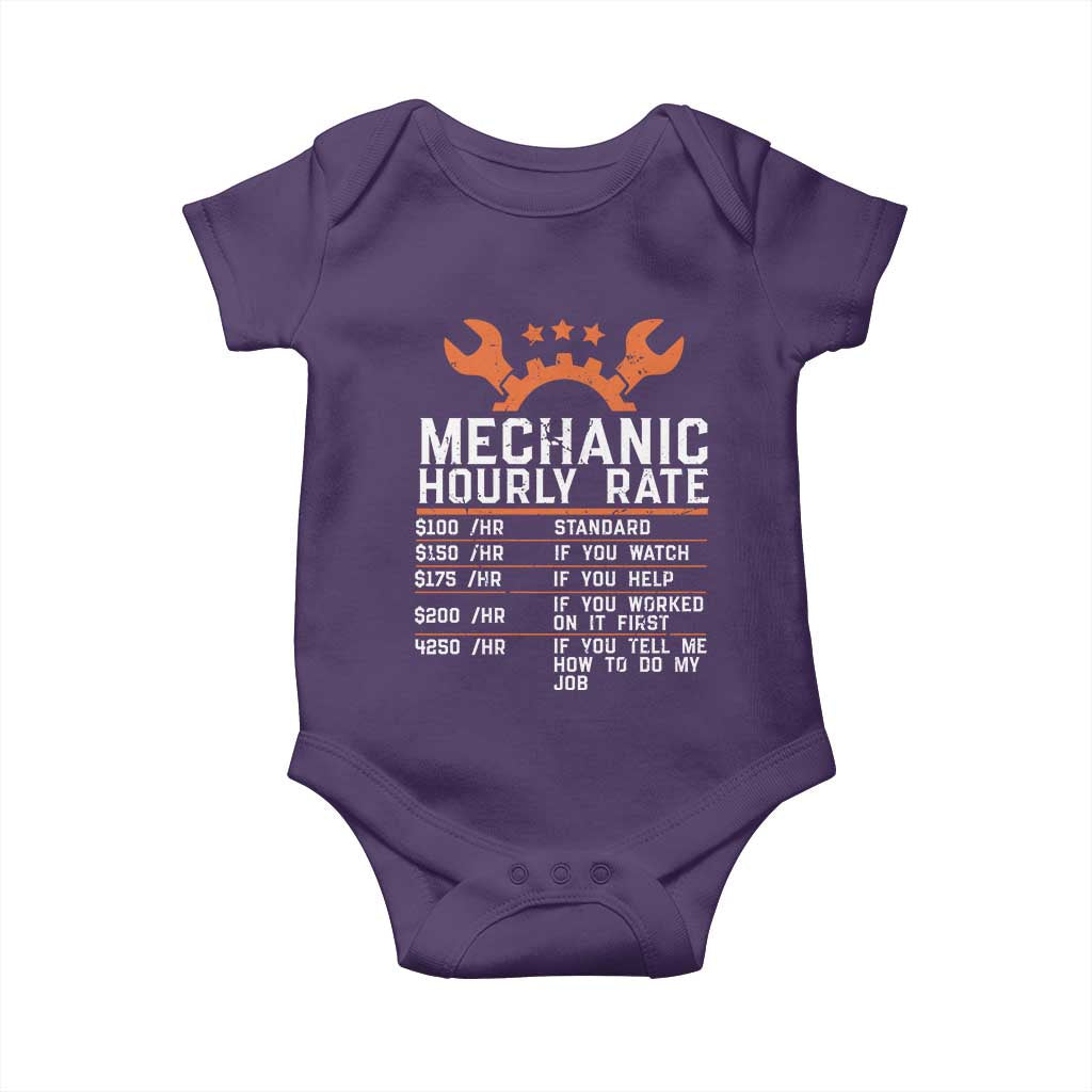 Funny Mechanic Hourly Rate Auto Car Mechanic Labor Rates Baby Onesie - Wonder Print Shop