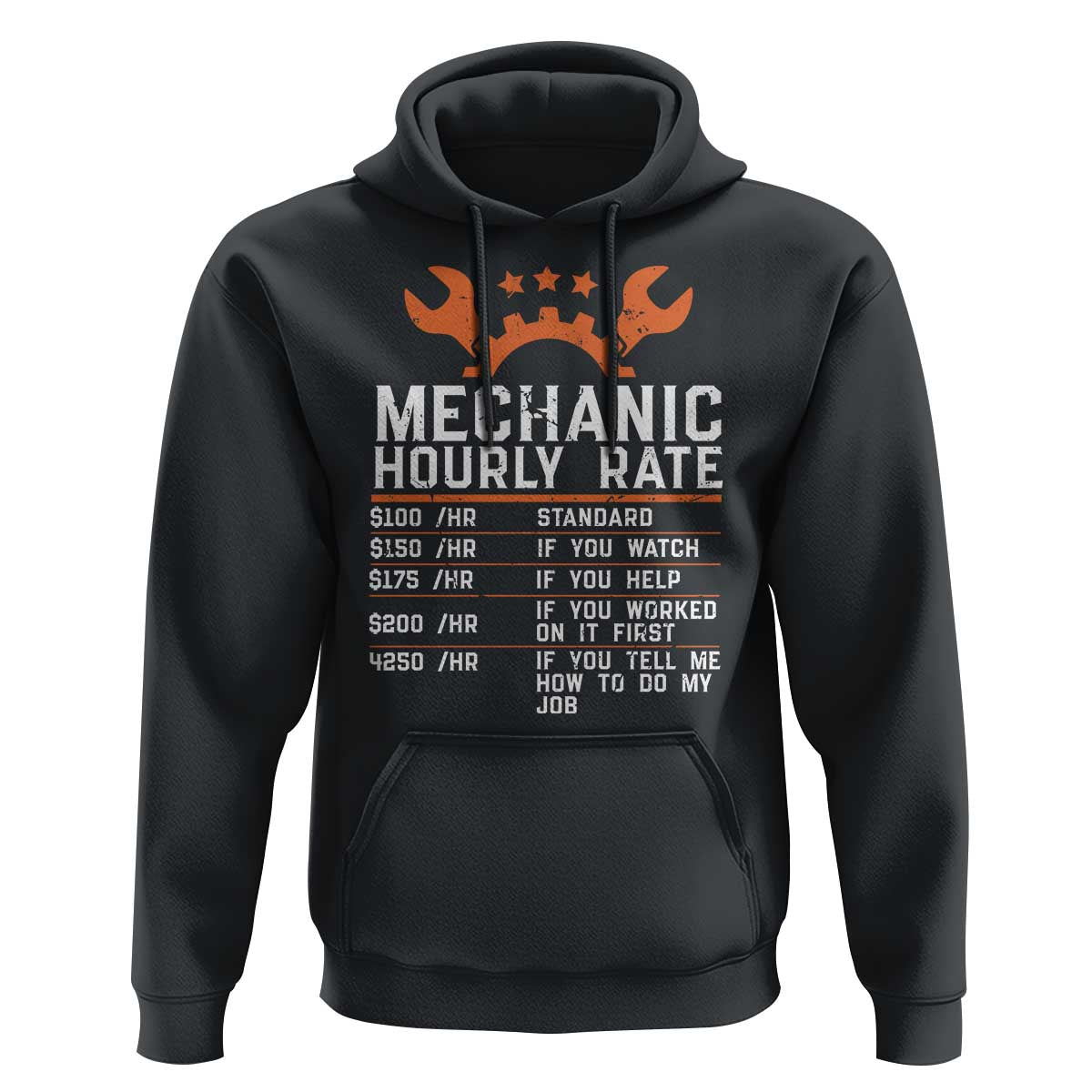 Funny Mechanic Hourly Rate Auto Car Mechanic Labor Rates Hoodie - Wonder Print Shop