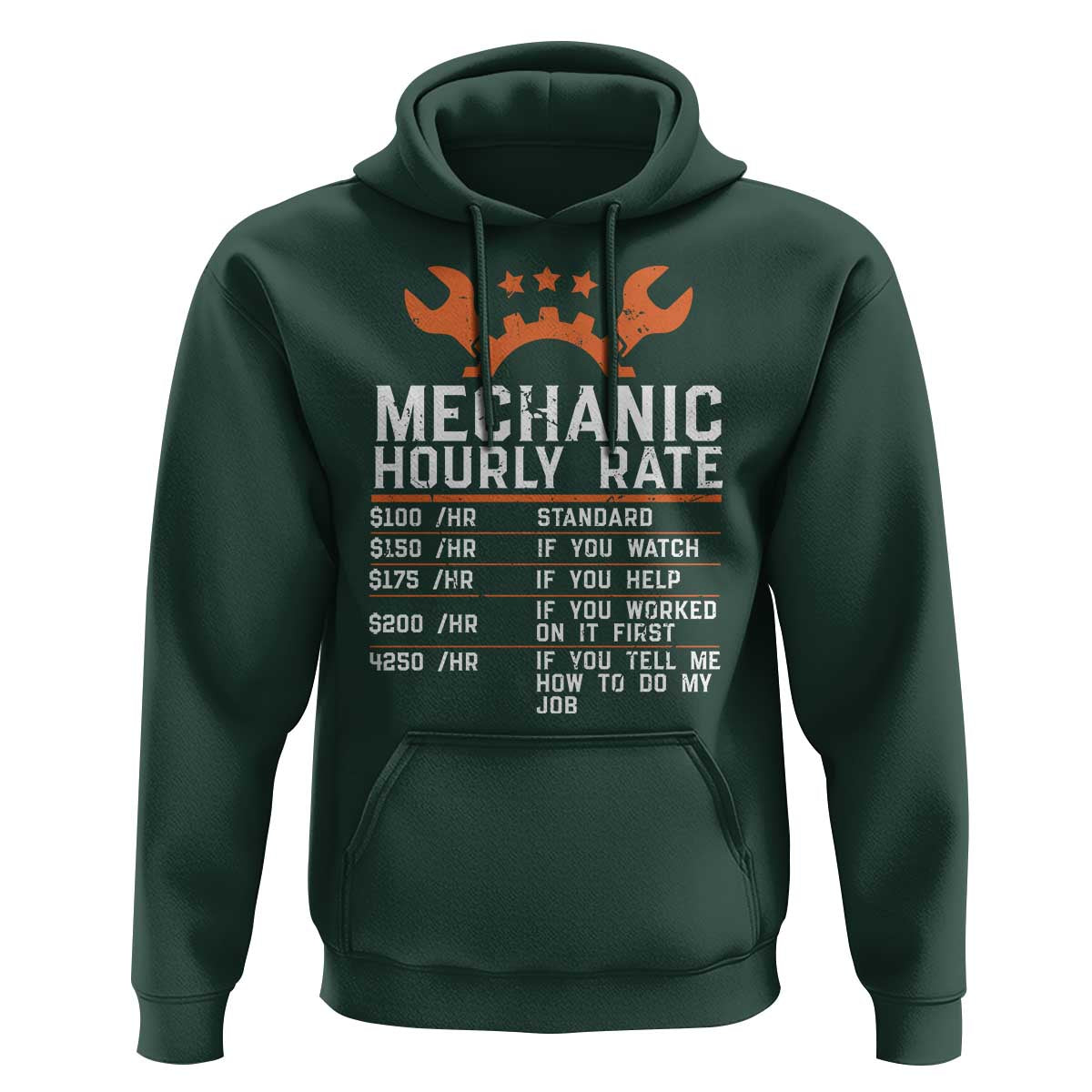 Funny Mechanic Hourly Rate Auto Car Mechanic Labor Rates Hoodie - Wonder Print Shop